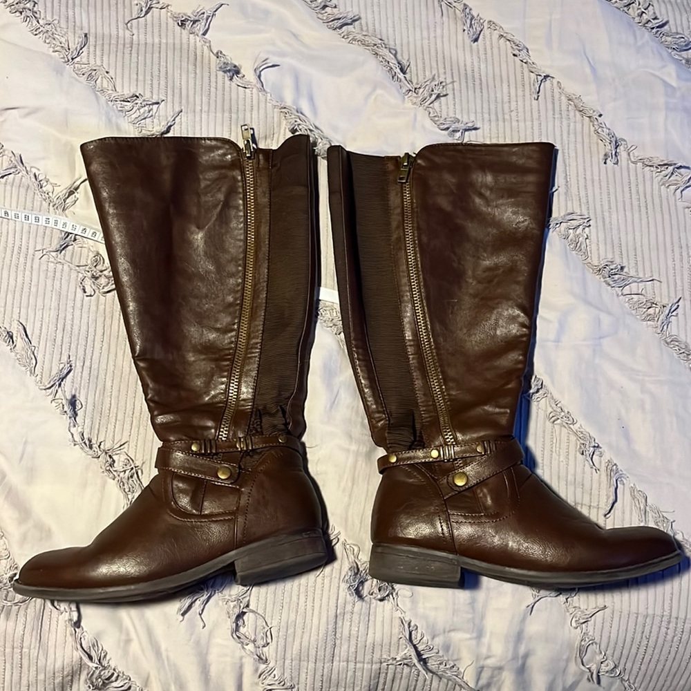 Brown knee high boots